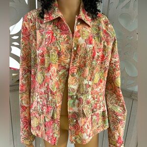 Christopher & Banks Pink Jacquard Embroidered Jacket Size Large